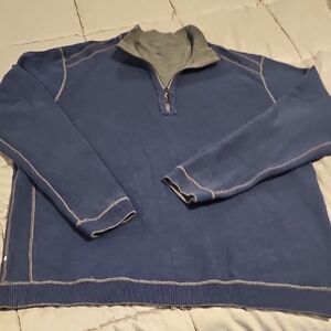 Tommy Bahama Blue and Gray Zip Up Sweater